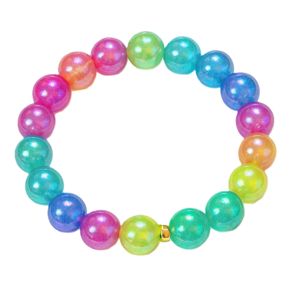 100pcs 8mm AB Coloured Acrylic Round Beads Rainbow Iridescent Jewellery Making - Image 3 of 3