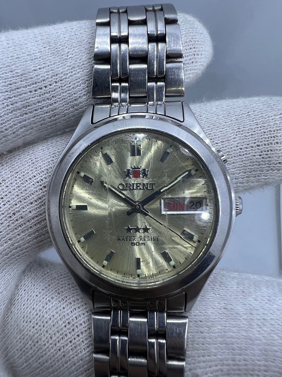 VINTAGE ORIENT 3 STAR DAY-DATE 21 JEWELS AUTOMATIC WRIST WATCH