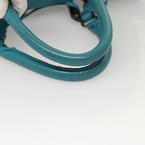 PRADA Shoulder Bag Leather Turquoise Blue Gold Auth 121722 - Imagen 7 de 24