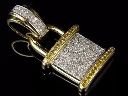 Padlock Shape Pendant 3Ct Round Cut Lab Created Diamond 14K Yellow Gold Plated - Image 2 of 4