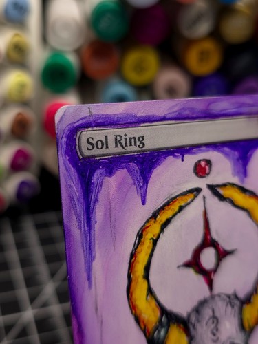 SOL RING - MTG *Altered Hand Painted Original Art Anime - SKULL AND HORNS - Picture 2 of 6