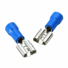 100X Female Spade Blade Wire Connectors Insulated Crimp Terminal 6.3mm Blue