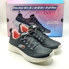 Skechers  Lite Foam  Women  s Lightweight Air-Cooled Running Sneaker Black NEW