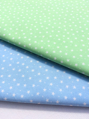 Little Star Polka Dot Pastel Cotton Poplin Fabric Baby Blue And