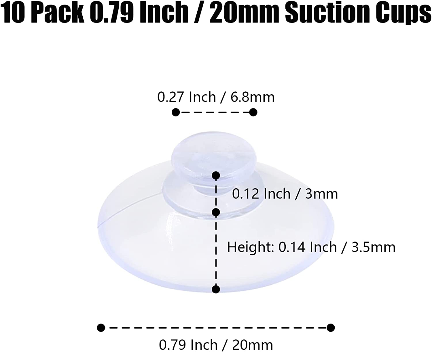 10 Pack 20mm Suction Cups for Glass Table Tops, Rubber Transparent