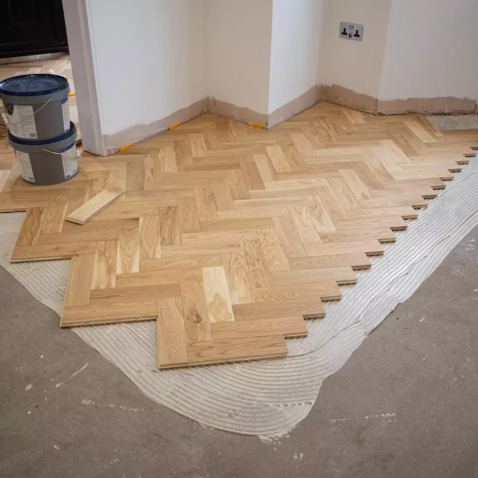 Riviera 18mm Natural Oak Herringbone Parquet Engineered Wood Flooring 52.99