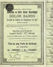 INDONESIA DOLOK BAROS RUBBER & COFFEE PLANTATIONS stock certificate/bond