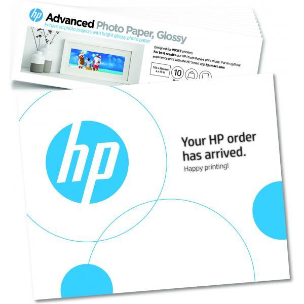Hp Advanced Photo Paper, Glossy, 65 Lb, 4 X 12 In (101 X 305 Mm), 10 Sheets