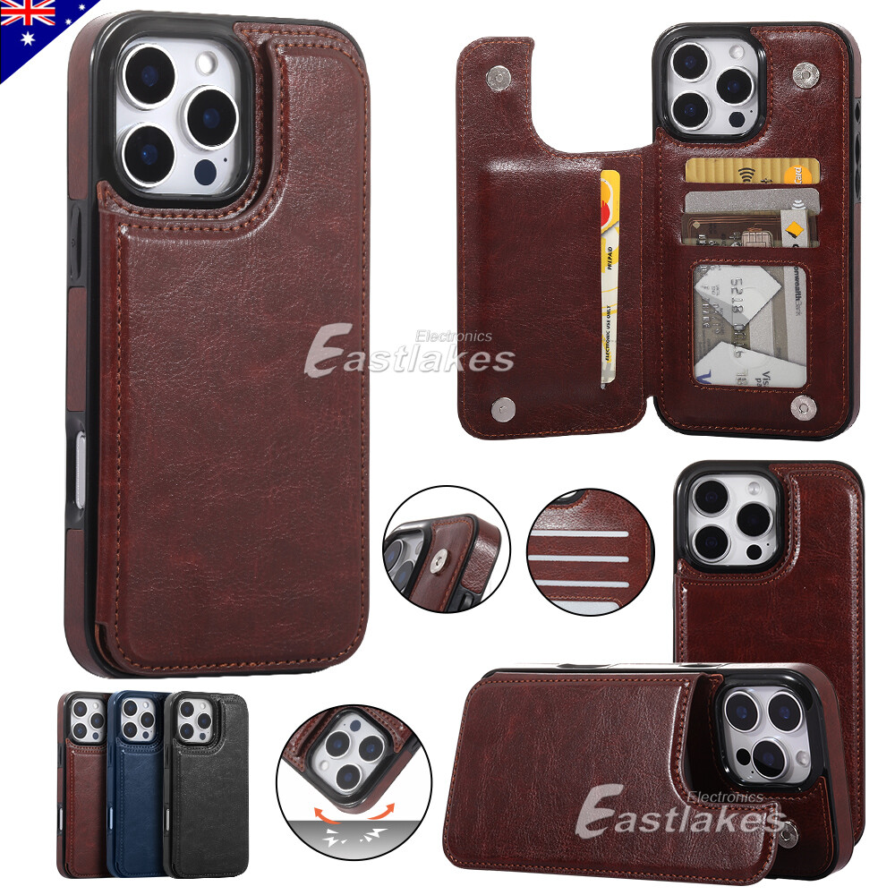 Flip Leather Wallet Case Shockproof Cover for iPhone 16 15 14 13 12 Pro Max 11 X