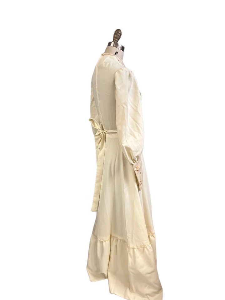 Vestido de Pradera Reina Ana Corsé Corpiño Manga Obispo Bordado De Colección Años 70 S/M Foto 3 de 4