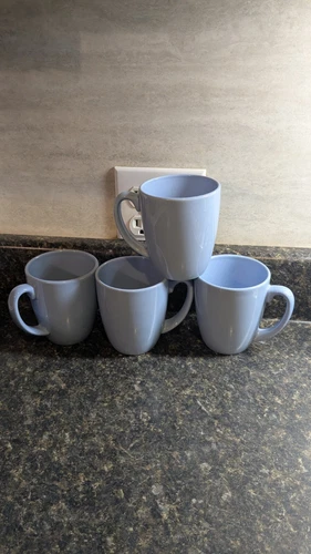 Set Of 4 Corning Corelle Stoneware Periwinkle Blue Coffee Tea Cups Mugs