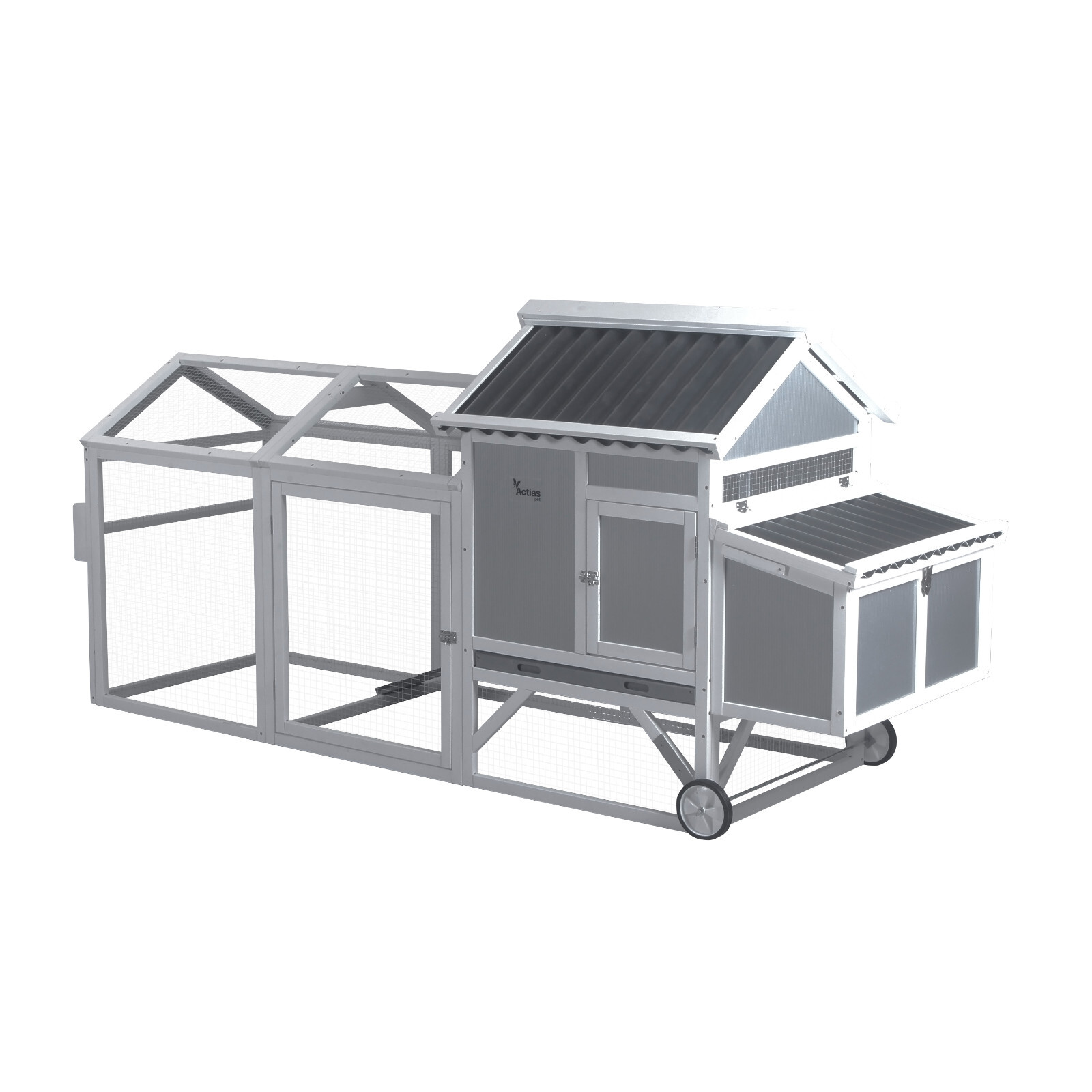 Large Wooden Poultry Hen Chicken Coop Run Nesting Box with Wheels Garden Farm