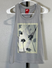 Nike Womens Gray Racerback Tank Top Palm Tree Print Size XS