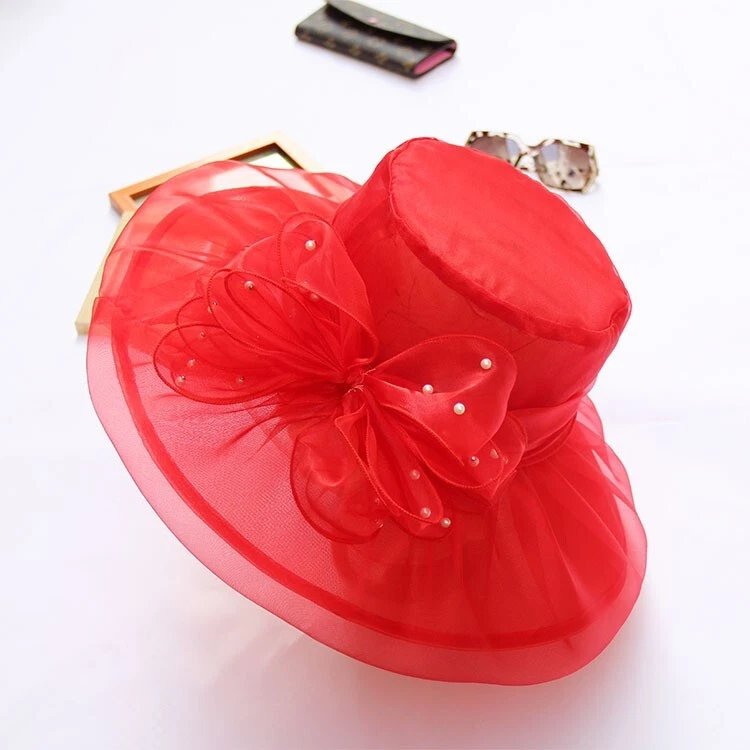 Chapéu feminino viagem floral férias praia verão fascinadores chapéu casamento noiva - Imagem 3 de 4