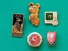 XXII SUMMER OLYMPIC GAMES MOSCOW-80 SET x 5 PIN BADGES CYCLING SPORT COLLECTION