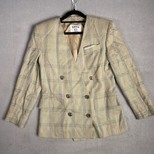Kasper A.S.L. Plaid Blazer Petite Double Breasted Career Jacket Size 2