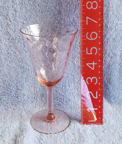 Vintage Tiffin Rose Pink Diamond Optic Wine Glass Depression Glass Stemware - Picture 5 of 5