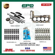 FOR BMW N47 D20A 2.0L DIESEL CYLINDER HEAD GASKET & TAPPETS WITH REBUILD KIT