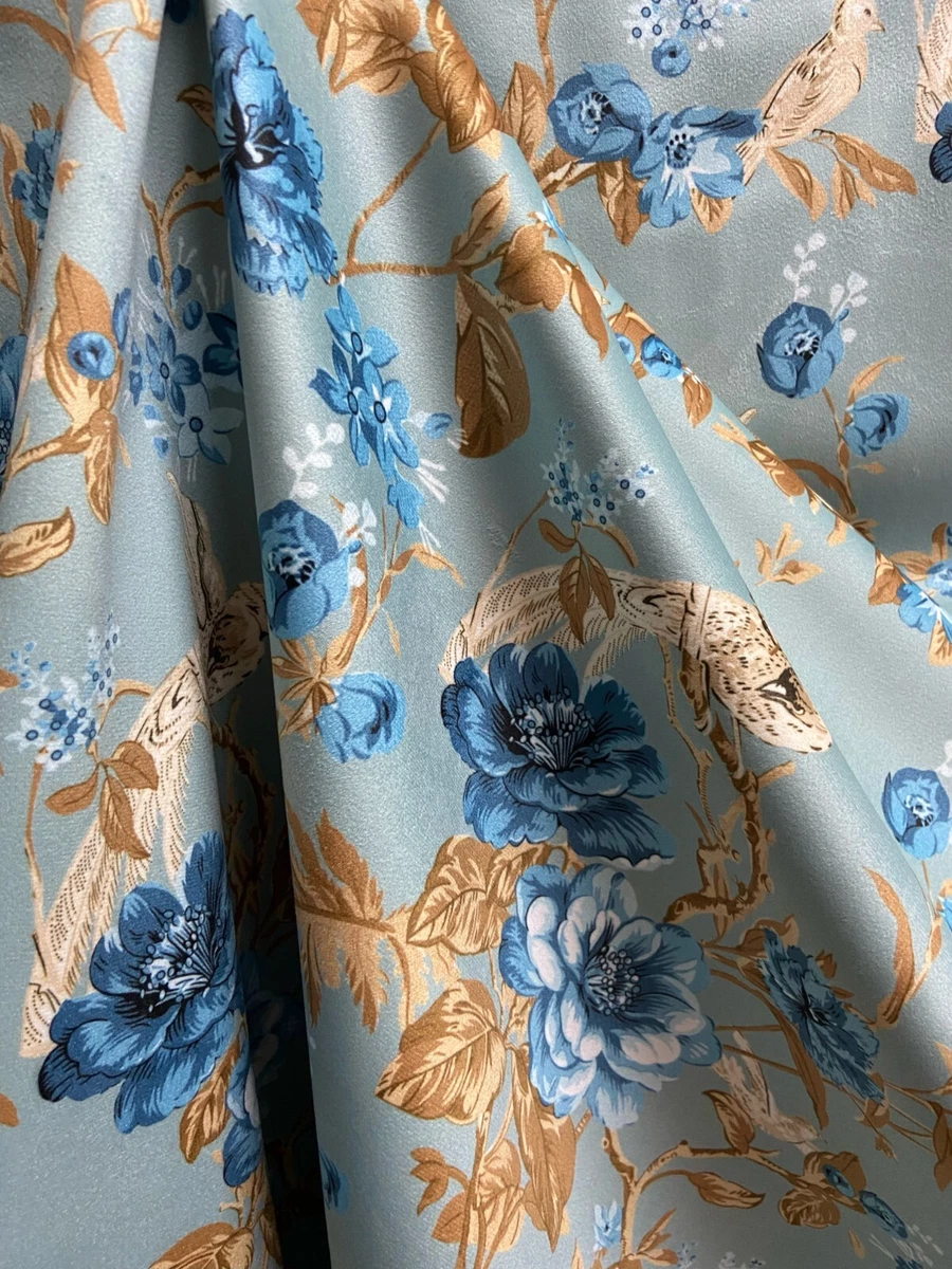 Floral Print Velvet Microfiber Fabric 54" Wide Upholstery Window Craft - By Yard