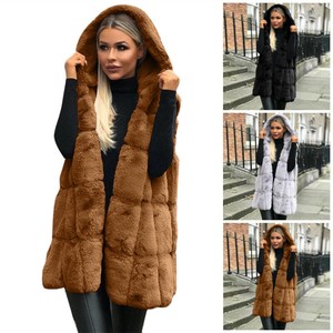 fur hooded cardigan