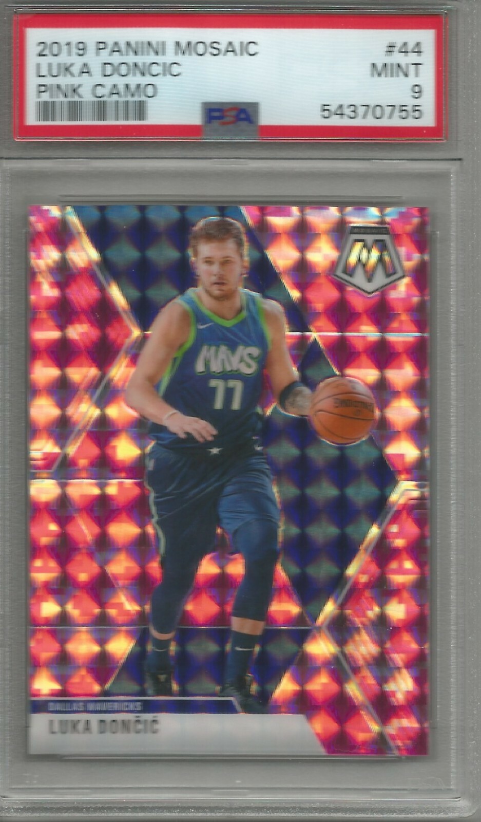 Luka Doncic 19/20 Panini Mosaic Pink Camo Prizm #44 PSA 9
