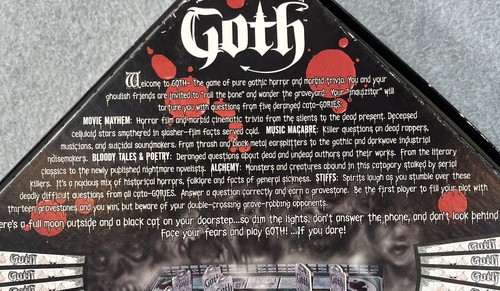 Goth The Game of Horror Trivia McNutty Juego de Mesa 2002 4 Personas De Colección CIB Divertido - Imagen 5 de 15