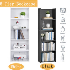 5-Tier Display Shelf Bookcase Storage Open Shelves ShRoom Divider White/Black