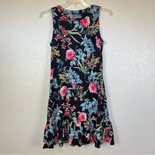 Tommy Hilfiger Black Floral Sleeveless Dress career  Vacation Tropical Size 10