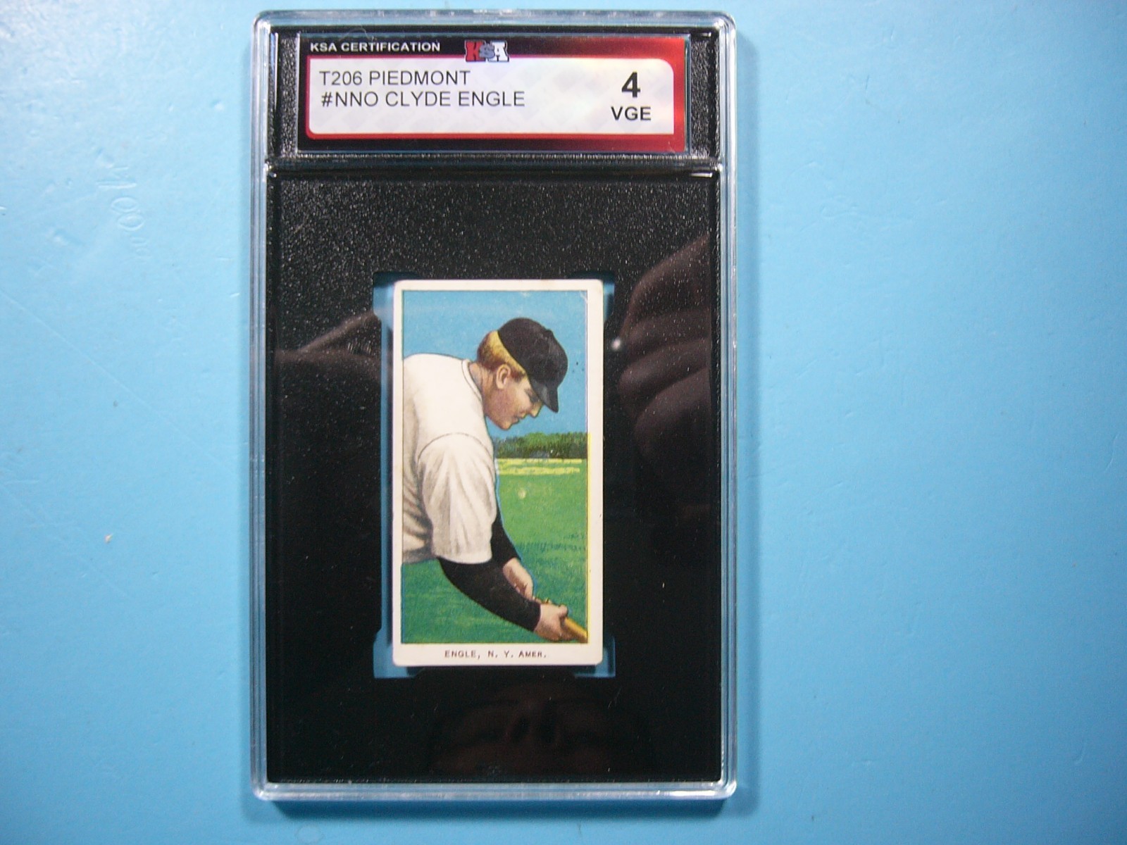 1909 T206 PIEDMONT BASEBALL CARD #NNO CLYDE ENGLE KSA 4 VG/EX 09/11 GL