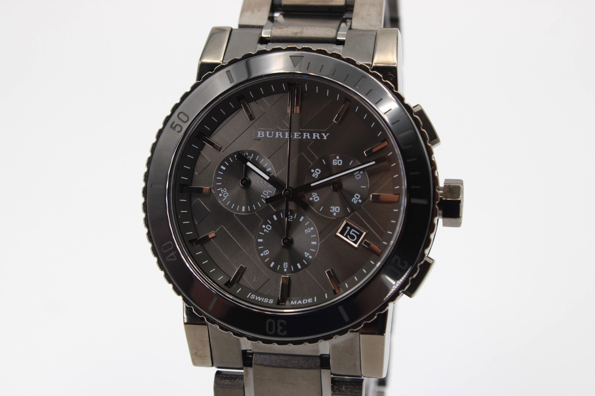 BURBERRY 42mm Chronograph Gunmetal Gray Men's Watch The City