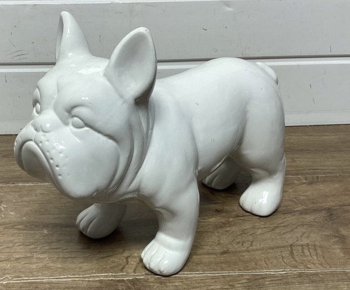 Fantastic Ceramic White French Bulldog Statue Figurine/Ornament -10”Tall-12”Long