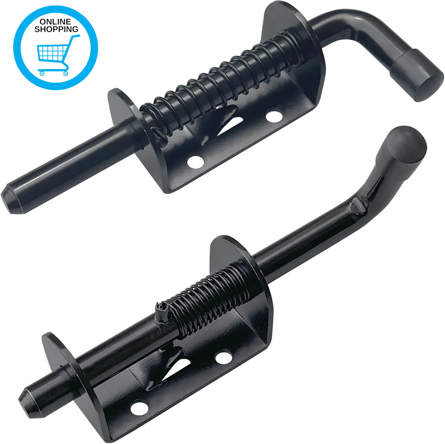 2 PCS Heavy Duty Spring Bolt Latches Black Gate Latch, Loaded Door Latch