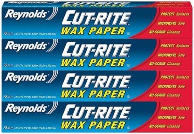 Reynolds Cut Rite Wax Paper, 75 Sq ft (23m x 302mm) (Pack of 4)
