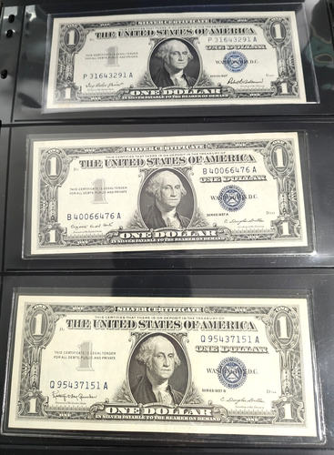 1957, A & B One Dollar Silber Zertifikat Scheine US $ 1 Scheine UNC