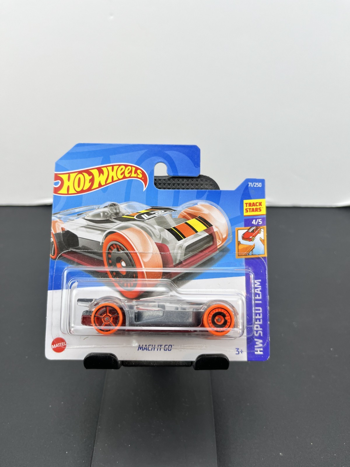 Hot Wheels 2022 Mainline HW Speed Team Mach It Go Gray #71 Short Card