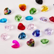 88Pcs Faceted Crystal Glass Beads Heart Glass Beads Colorful Heart Shape Crystal