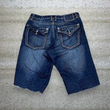 Vintage Y2K Request Skater Wide Leg Jean Shorts 32x14 Baggy Dark Wash Denim Rap