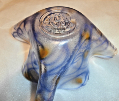 KOSTA BODA Ulrica Hydman Vallien Handmade Blue Glass Handkerchief