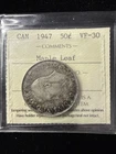 1947 Canada Fifty Cent 50c Silver Coin - Maple Leaf - ICCS VF-30