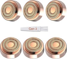 Replacement Heads for Flawless Generation 2, Facial Hair 6 Count, Gold