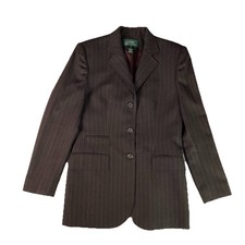 Lauren Ralph Lauren Brown Pinstripe Wool Blazer Jacket SZ 6 Academia Old Money