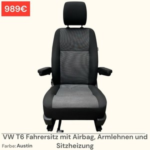 VW T5 T6 T6.1 Transporter Fahrersitz Sitz Armlehnen Sitzheizung Airbag Austin