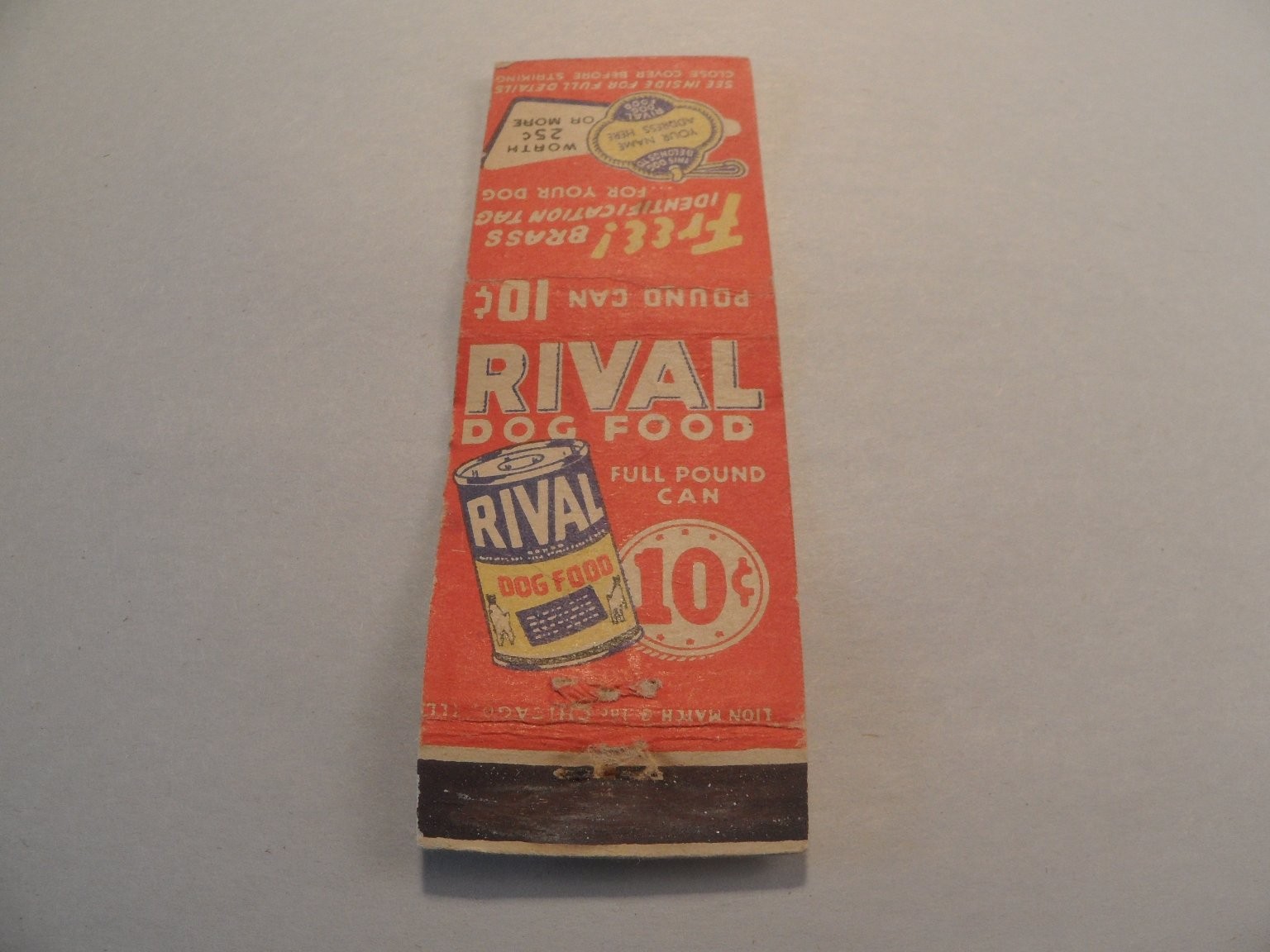 Chicago Illinois 1940s 1950s Dog Tag Offer Can Ad Matchbook