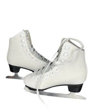 LAKE PLACID Girls SZ 1 White Figure Ice Skates Worn 1 Time