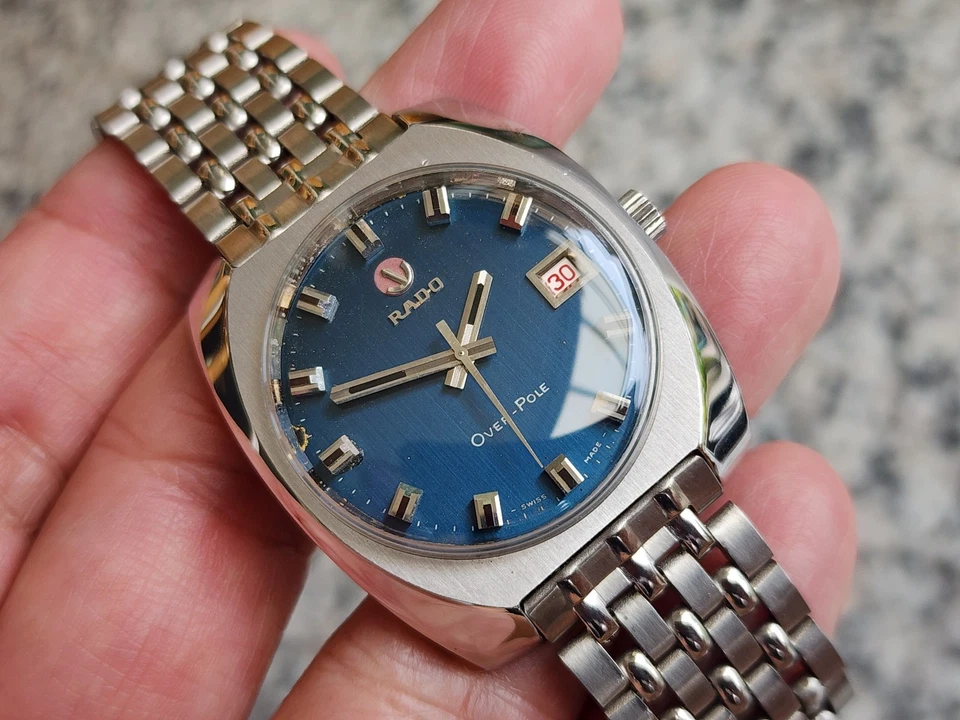 Vintage RADO OVER-POLE Original Automatic Winding Watch Blue Dial. - Image 2 of 4