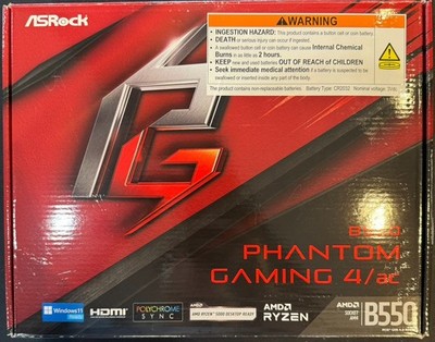 [FOR PARTS] ASRock B550 Phantom Gaming 4/AC AMD AM4 Ryzen Motherboard