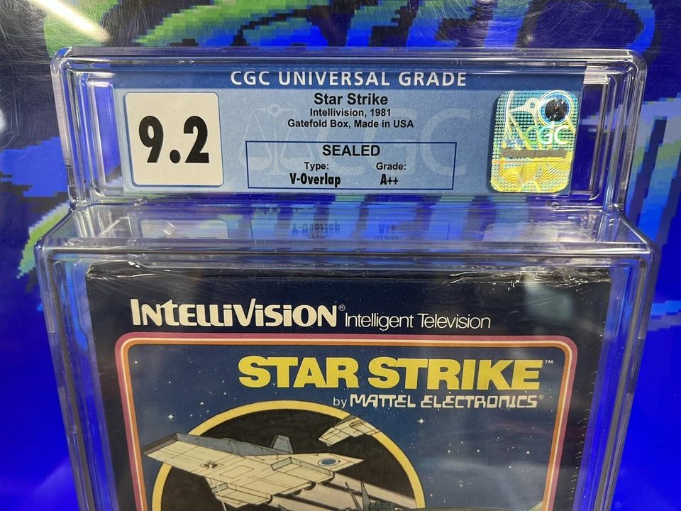 1981 Intellivision Star Strike Graded CGC 9.2 Sealed A++ V-Overlap Gatefold Box - Image 2 of 4
