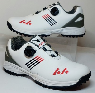 Lefus Herren Spikeless Wasserdicht Weiß/Rot Golfschuhe Turnschuhe Größe 8