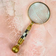 Magnifier For Map Reading Vintage Style Brass Mother Of Pearl Magnifying Glass