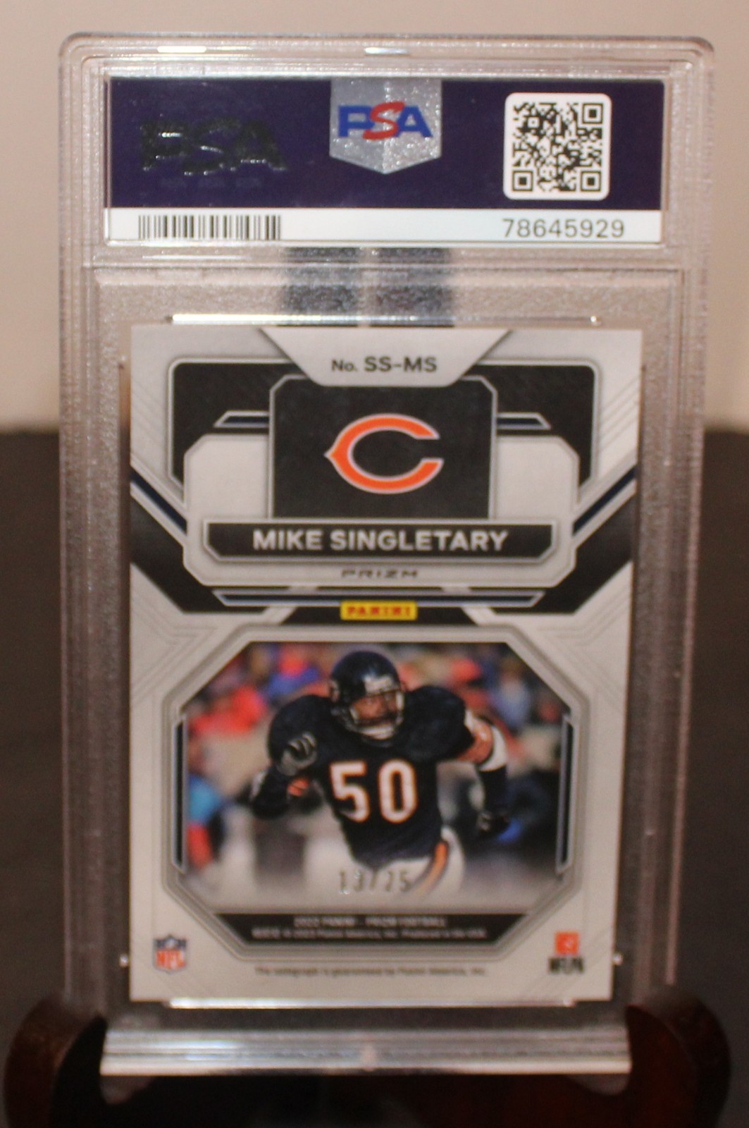 2022 Panini Prizm Mike Singletary Sensational Signatures Navy Camo Auto/25 PSA 9 view 5